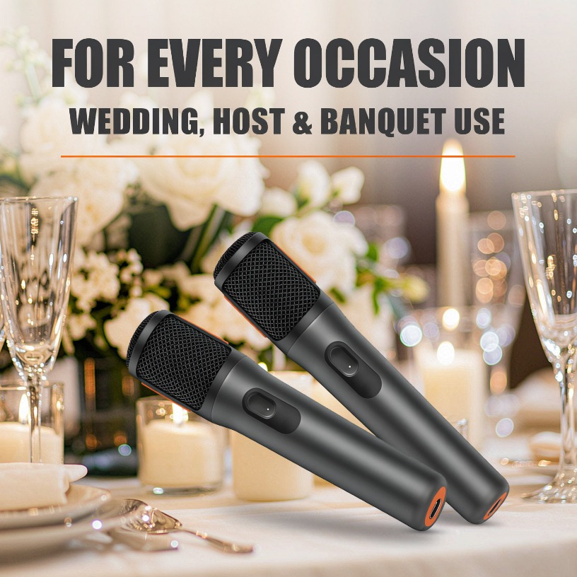 Event & Party Supply Photos - ميكروفون لاسلكي مزدوج محمول باليد AES-128