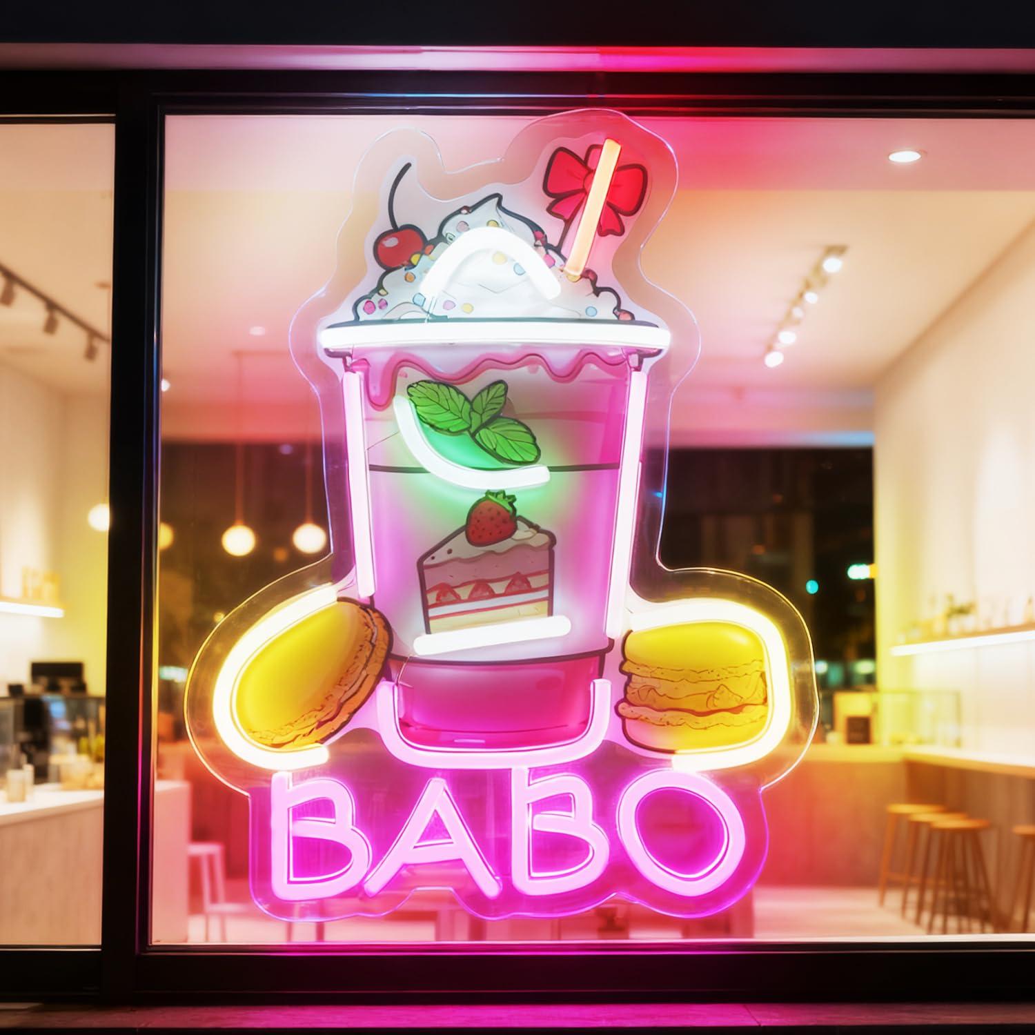 Neon Sign Party - لافتة نيون بوبا مضيئة لشاي الفقاعات،