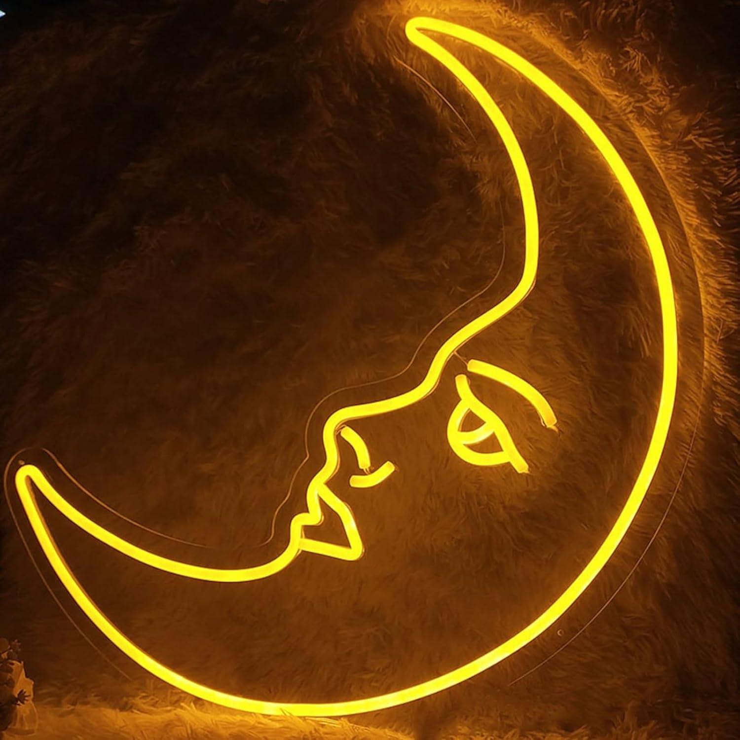 لافتة نيون على شكل وجه القمر م - مراجعة Neon Sign Party وسعره