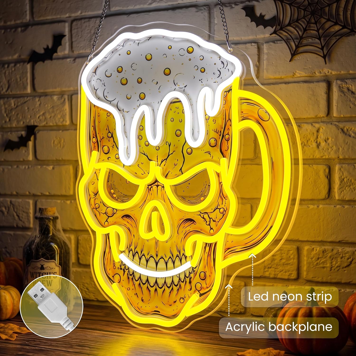 لافتة نيون على شكل جمجمة، مصبا - مراجعة Neon Sign Party وسعره